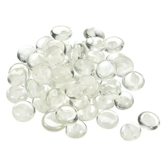 Uxcell Decorative Flat Glass Marbles 17-19mm Rock Vase Filler Petal White for Fish Tank Table Scatter Decor, 50 Pcs