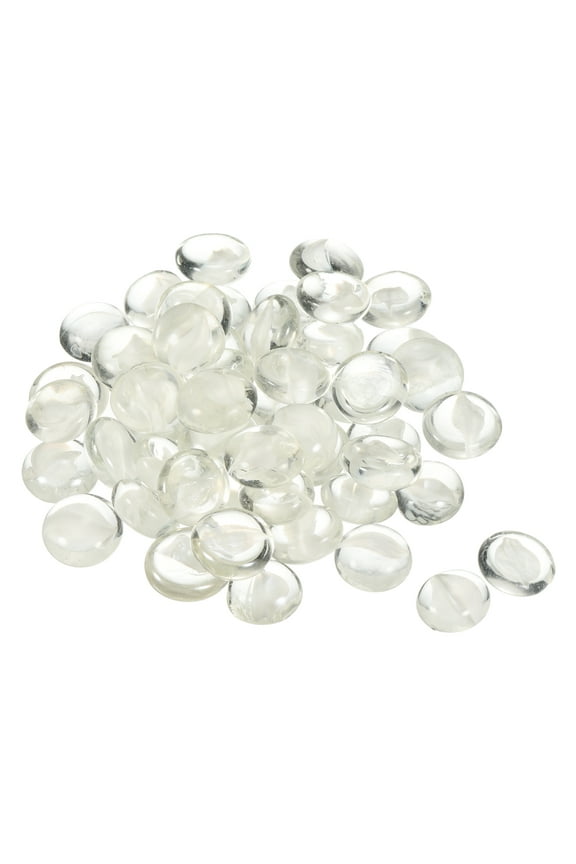 Uxcell Decorative Flat Glass Marbles 17-19mm Rock Vase Filler Petal White for Fish Tank Table Scatter Decor, 50 Pcs