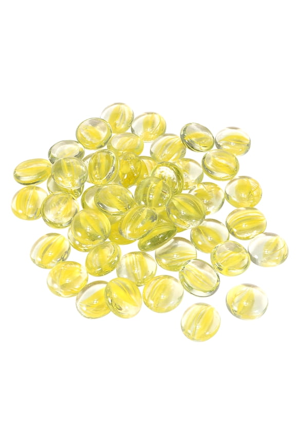 Uxcell Decorative Flat Glass Marbles 17-19mm Rock Vase Filler Petal Yellow for Fish Tank Table Scatter Decor, 100 Pcs