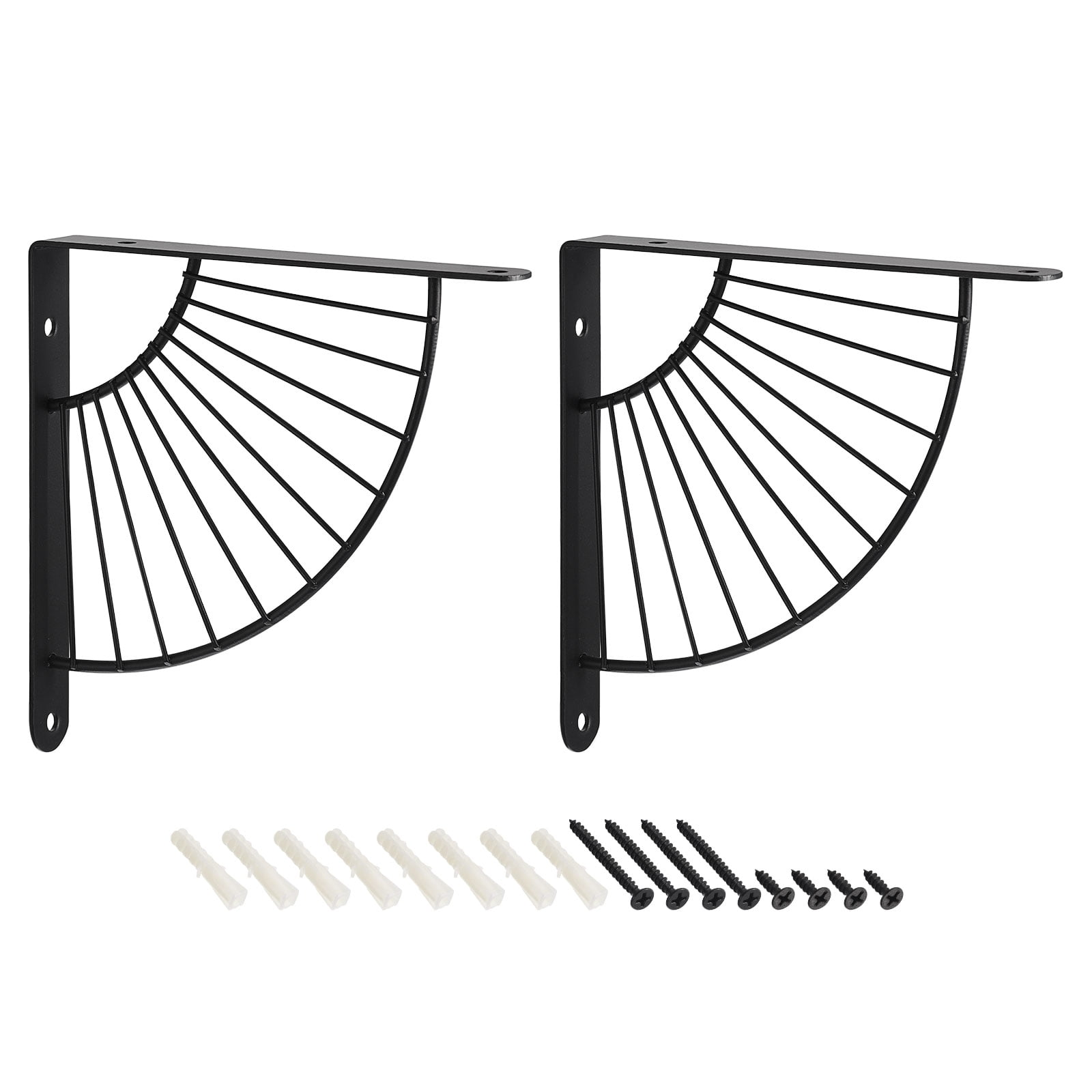 Uxcell Decorative Shelf Brackets, 2 Pack 250mm Industrial Metal Brackets , Black