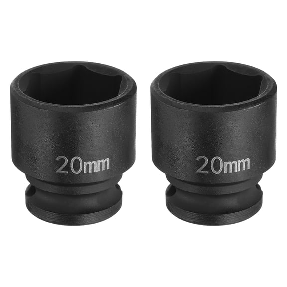 Uxcell 2pcs Deep Impact Socket 3/8" Drive by 20mm Metric 6 Point Socket 30mm Long