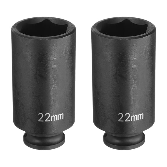 Uxcell 2pcs Deep Impact Socket 3/8" Drive by 22mm Metric 6 Point Socket 65mm Long