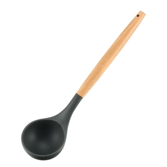 Uxcell Deep Kitchen Utensil Cooking Utensils Wood Handle Gadgets for Nonstick Cookware Silicone