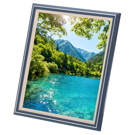 Uxcell Deep Sea Blue Rectangle Photo Frame, 11.2x9.1 Inch Resin Photo Frame Tabletop Display for Pictures Certificates Home Office Decor, Suits for 20.3x25.4cm Photo