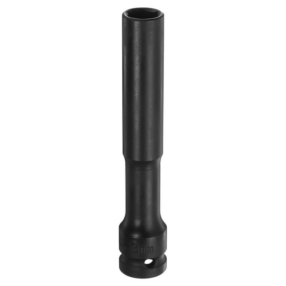 Uxcell Deep Thin Wall Impact Socket 13mm Metric 6 Point Socket 1/2" Square Drive 5" Extra Long CR-V Steel Industrial Grade