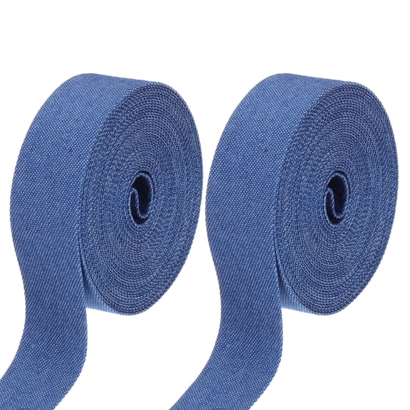 Uxcell 1" Denim Ribbon, 2 Roll Total 11 Yard  Layering Jean Fabric Craft Pure Color Strip for Bow DIY Making Hair Clip Garment Sewing Decorations, Dark Blue