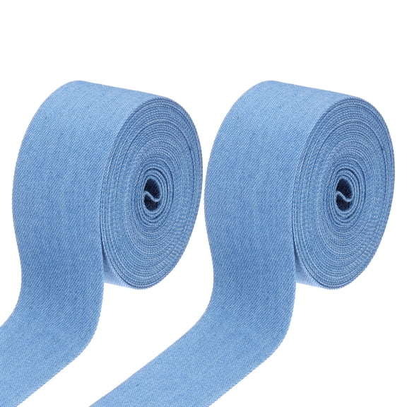 Uxcell 1.5" Denim Ribbon, 2 Roll Total 11 Yard Layering Jean Fabric Craft Pure Color Strip for Bow DIY Making Hair Clip Garment Sewing Decorations, Blue