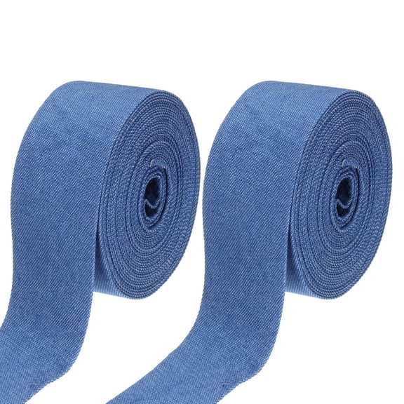 Uxcell 1.5" Denim Ribbon, 2 Roll Total 11 Yard Layering Jean Fabric Craft Pure Color Strip for Bow DIY Making Hair Clip Garment Sewing Decorations, Dark Blue