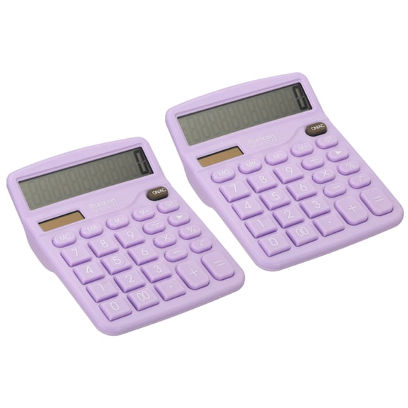 Uxcell Desk Calculator, 2 Pack 12 Digits Large LCD Display Electronic Calculator Solar Battery Dual Power, Purple
