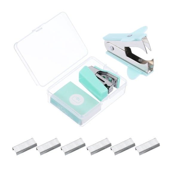 Uxcell Desk Stapler Set with Staples, Claw Portable Staple Remover Effortless Stapler, Green