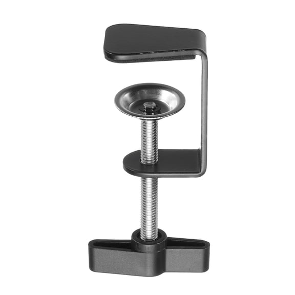 Uxcell Desk Table Mount Clamp 2.1" Hole Dia Adjustable Bracket C-Clamp Frameless Cantilever Bracket Clip with Adjustable Screw Plastic Handle for Microphone Arm Lamp Stand, Black
