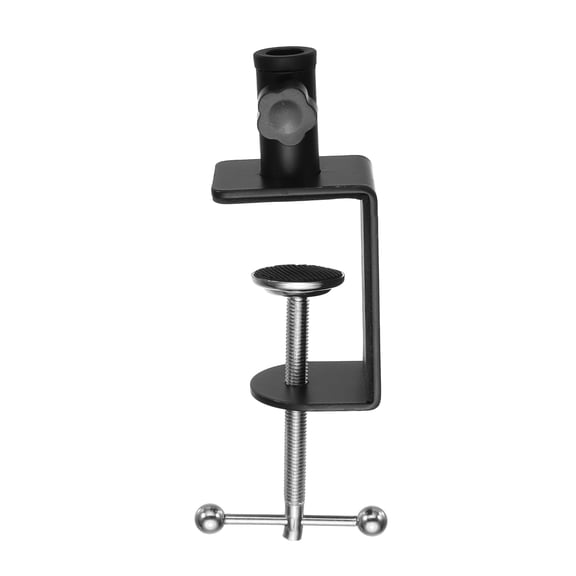 Uxcell Desk Table Mount Clamp 2.7" Hole Dia Adjustable Universal Bracket C-Clamp Cantilever Bracket Clip with Adjustable Screw Plastic Handle for Microphone Arm Lamp Stand, Black