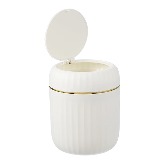 Uxcell Desk Trash Can 2.2L Desktop Small Garbage Can with Lid - Smooth Rounded Edges, Anti-Tip Design, Compact for Office Home Kitchen White