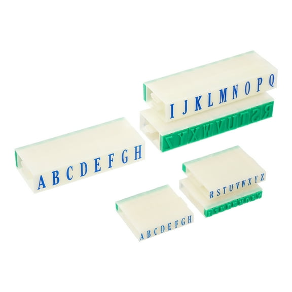 Uxcell Detachable Letter Stamps Character A-Z Alphabet Stamp Combination Set Stamper Font Size 5x3mm & 13x8mm, 2 Set