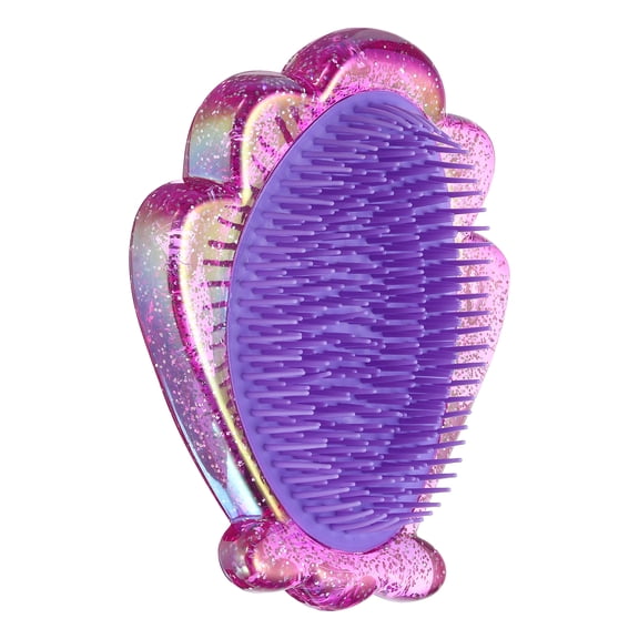 Uxcell Detangling Hair Brush, Shell Shaped Palm Detangling Brush Mini Travel Detangler Hairbrush for Wet Dry Hair Glide Through Tangles Curly Long Thick Massage Home Portable, Purple