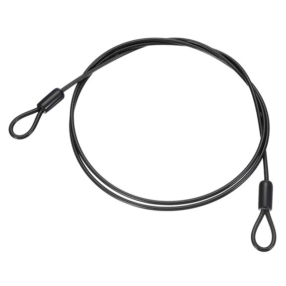 Uxcell Dia Vinyl Coated Stainless Steel Cable with Loop, Flexible Wire Rope Security Chain Lanyard for Outdoor Lighting 1/8" 4ft Black