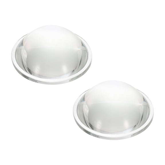 Uxcell Diameter 64mm Flat Convex Lens, 2 Pcs Height 25mm High Borosilicate Glass LED Optical Convex Condenser Lens with Edge for Flashlight Car Bike Head Lamp Spotlight, Clear 3.5mm