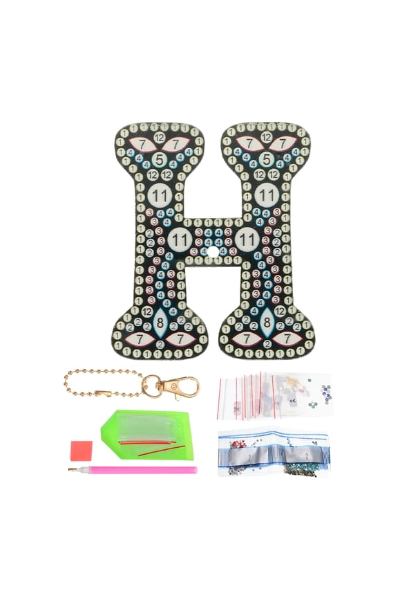 Diamond Art Keychains, 1 PCS DIY Crystal Rhinestones Key Chain for Gift, H