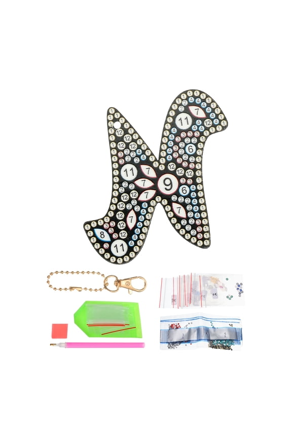 Diamond Art Keychains, 1 PCS DIY Crystal Rhinestones Key Chain for Gift, N