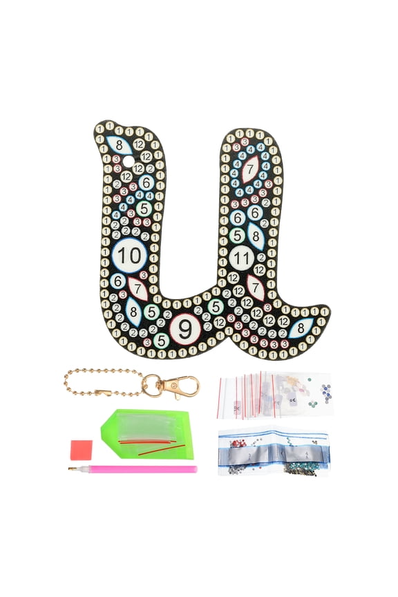 Diamond Art Keychains, 1 PCS DIY Crystal Rhinestones Key Chain for Gift, U