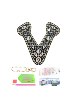 Diamond Art Keychains, 1 PCS DIY Crystal Rhinestones Key Chain for Gift, V