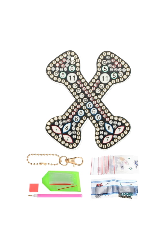 Diamond Art Keychains, 1 PCS DIY Crystal Rhinestones Key Chain for Gift, X