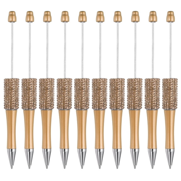 Uxcell Diamond Beadable Pen, 10 Pcs Plastic Black Ink Bead Pen Ballpoint Pen, Gold Tone