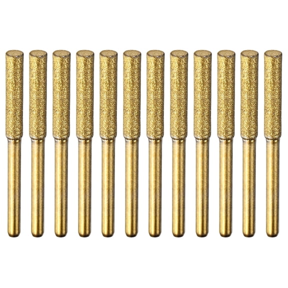 Uxcell Diamond Chainsaw Sharpener [12pcs] - Chainsaw Sharpening for Chain Saw, Jewelry, Stone, Wood- [Gold- 5/32 Inch]
