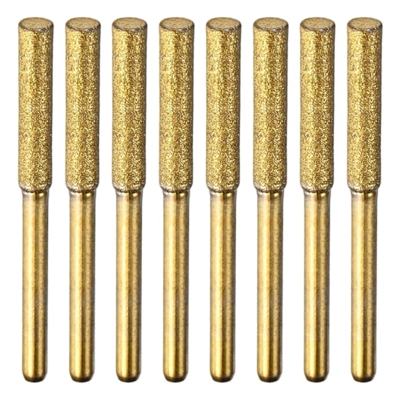 Uxcell Diamond Chainsaw Sharpener [8pcs] - Chainsaw Sharpening for Chain Saw, Jewelry, Stone, Wood- [Gold- 5/32 Inch]