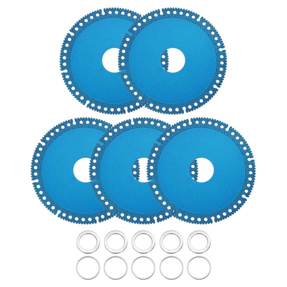 Uxcell Diamond Saw Blade Metal Alloy Cutting Wheels Cutting Disc for Cutting Metal Stone Blue 4" 5 Pcs