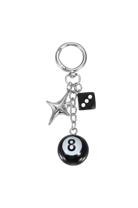 Dice Keychain Charm, Creative Keyring Charm Stylish Key Chains Dice Bag Purse Handbag Accessories for Hanging Wallet Car Key Cellphone, Black Dice Ball Star(Dice&Ball&Star)