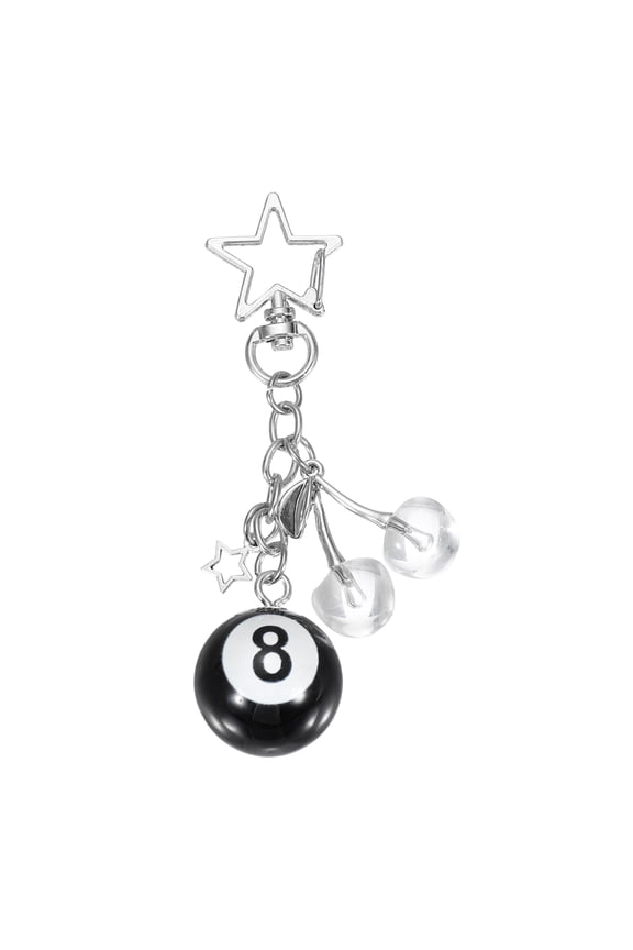 Dice Keychain Charm, Creative Keyring Charm Stylish Key Chains Dice Bag Purse Handbag Accessories for Hanging Wallet Key Cellphone, Clear Cherry Black Ball Star(Cherry&Ball&Star)