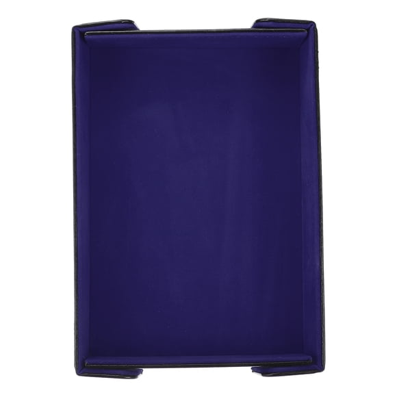 Uxcell Dice Tray PU Leather Felt Lining Mat Magnetic Folding Dice Rolling Tray Holder Rectangle Storage Box Perfect for DND Table Games & Entryway & Nightstand Organizer (Dark Blue)