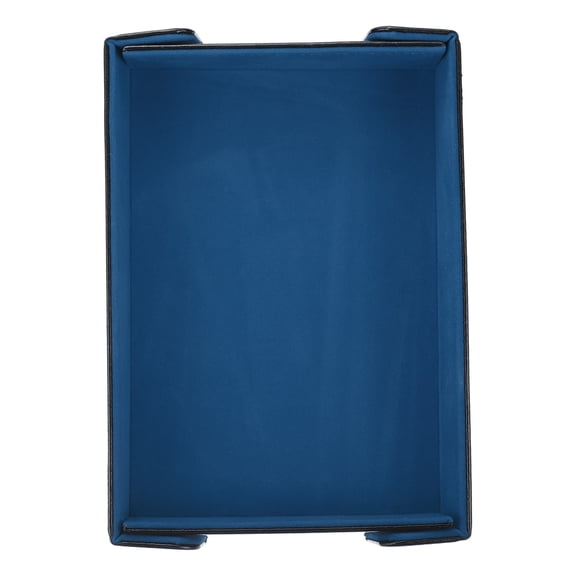 Uxcell Dice Tray PU Leather Felt Lining Mat Magnetic Folding Dice Rolling Tray Holder Rectangle Storage Box Perfect for DND Table Games & Entryway & Nightstand Organizer (Sapphire)