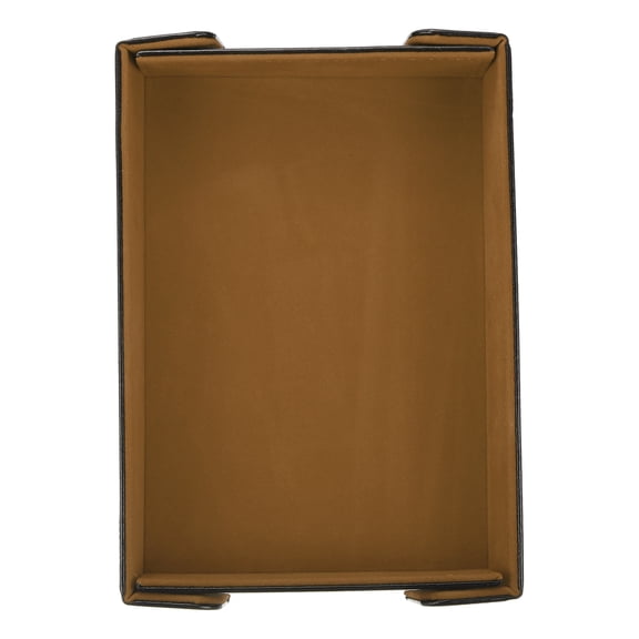 Uxcell Dice Tray PU Leather Felt Lining Mat Magnetic Folding Dice Rolling Tray Holder Rectangle Storage Box Perfect for DND Table Games & Entryway & Nightstand Organizer (Brown)