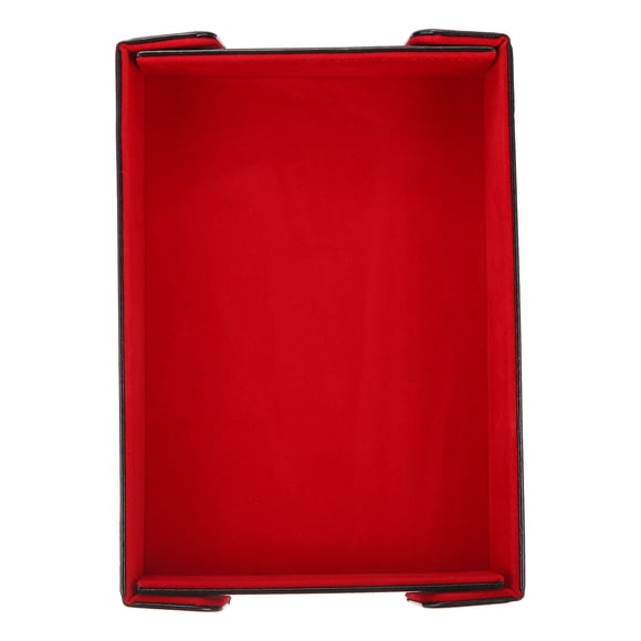 Uxcell Dice Tray PU Leather Felt Lining Mat Magnetic Folding Dice Rolling Tray Holder Rectangle Storage Box Perfect for DND Table Games & Entryway & Nightstand Organizer (Red)