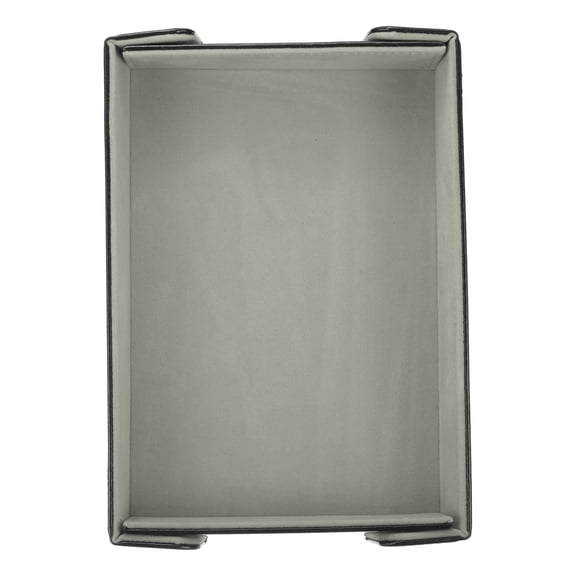 Uxcell Dice Tray PU Leather Felt Lining Mat Magnetic Folding Dice Rolling Tray Holder Rectangle Storage Box Perfect for DND Table Games & Entryway & Nightstand Organizer (Gray)