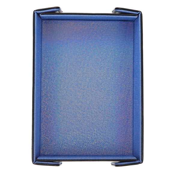 Uxcell Dice Tray PU Leather Mat Magnetic Folding Dice Rolling Tray Holder Laser Gradient Rectangle Storage Box Perfect for DND Table Games & Entryway & Nightstand Organizer (Dark Blue)