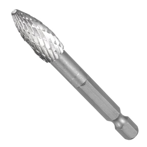 Uxcell Die Grinder Bits 1/4" Blade Diameter Cemented Carbide Double Cut Tapered Point Polished Rotary File Rasp - Adjust for Metal, Carving, Engraving, Wood, Grinding
