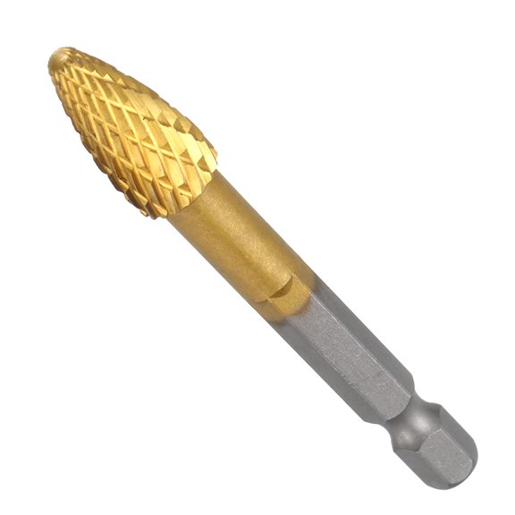 Uxcell Die Grinder Bits 1/4" Blade Diameter Cemented Carbide Double Cut Tapered Point Polished Rotary File Rasp - Adjust for Metal, Carving, Engraving, Wood, Grinding