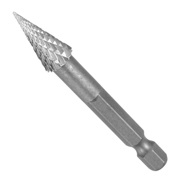 Uxcell Die Grinder Bits 1/4" Blade Diameter Cemented Carbide Double Cut Tapered Point Polished Rotary File Rasp - Adjust for Metal, Carving, Engraving, Wood, Grinding
