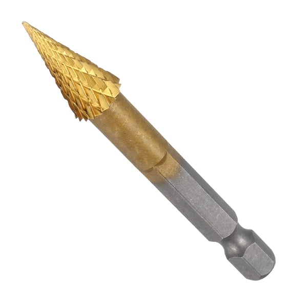 Uxcell Die Grinder Bits 1/4" Blade Diameter Cemented Carbide Double Cut Tapered Point Polished Rotary File Rasp - Adjust for Metal, Carving, Engraving, Wood, Grinding