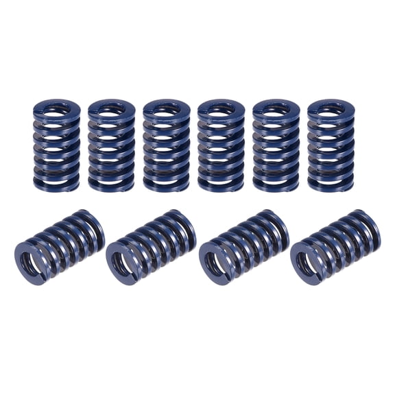 Uxcell Die Spring 10 Pack 10mm OD 20mm Long Spiral Stamping Light Load Compression Die Springs, Blue