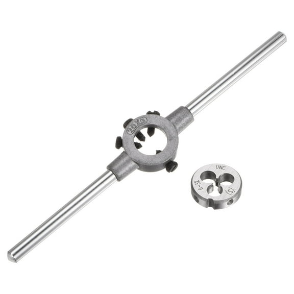 Uxcell Die Stock Handle Set, 6-32 UNC Round Die and Wrench Fits 20mm OD / Metric M3-M4 Dies