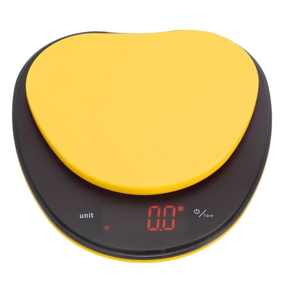 Uxcell Digital Kitchen Scale 5kg/0.1g Heart Shaped Food Electronic Scales with LCD Display for Cooking Baking, Yellow