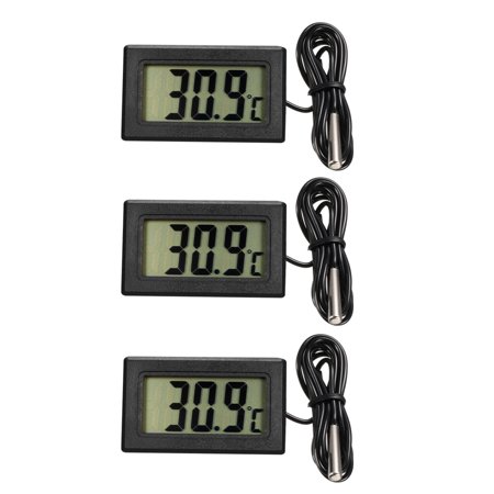 Uxcell Digital Temperature Gauge Aquarium Thermometer with Probe Black 3 Pack