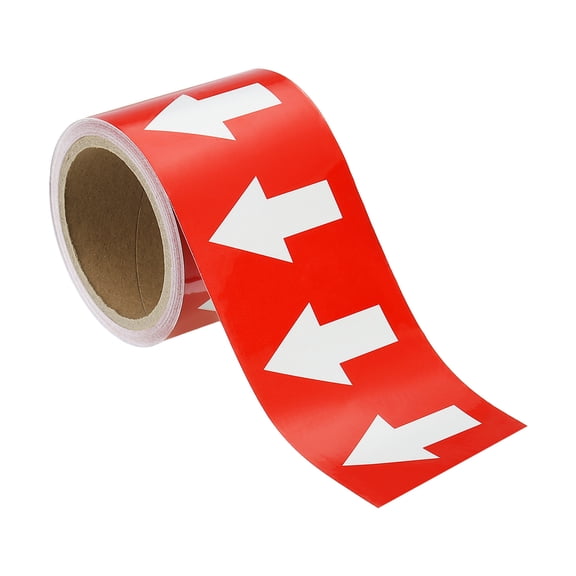 Uxcell Directional Pipe Flow Arrow Adhesive Tape 2"x33' Pipe Identification Marking Labels White/Red
