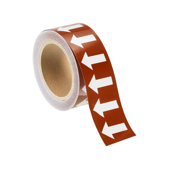Uxcell Directional Pipe Flow Arrow Adhesive Tape 2"x65' Pipe Identification Marking Labels White/Brown