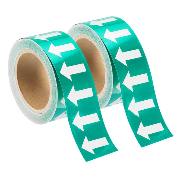 Uxcell Directional Pipe Flow Arrow Adhesive Tape 2"x65' Pipe Identification Marking Labels White/Green 2 Roll