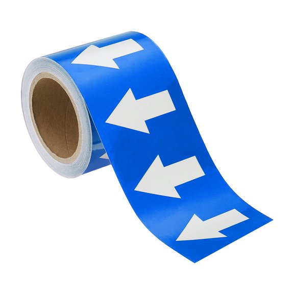 Uxcell Directional Pipe Flow Arrow Adhesive Tape 3-8/9"x33' Pipe Identification Marking Labels White/Blue
